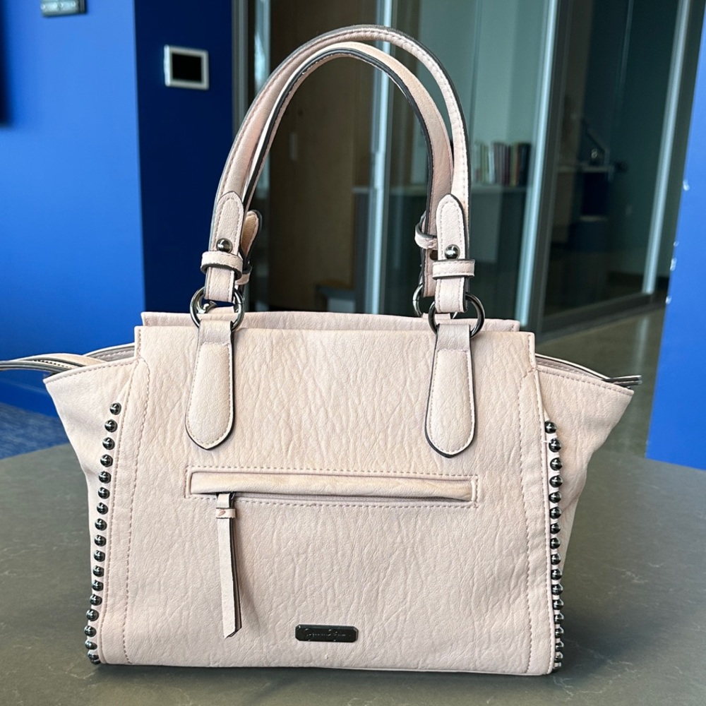 Jessica Simpson Pale Blush Stud-Trim Tote with Shoulder Strap